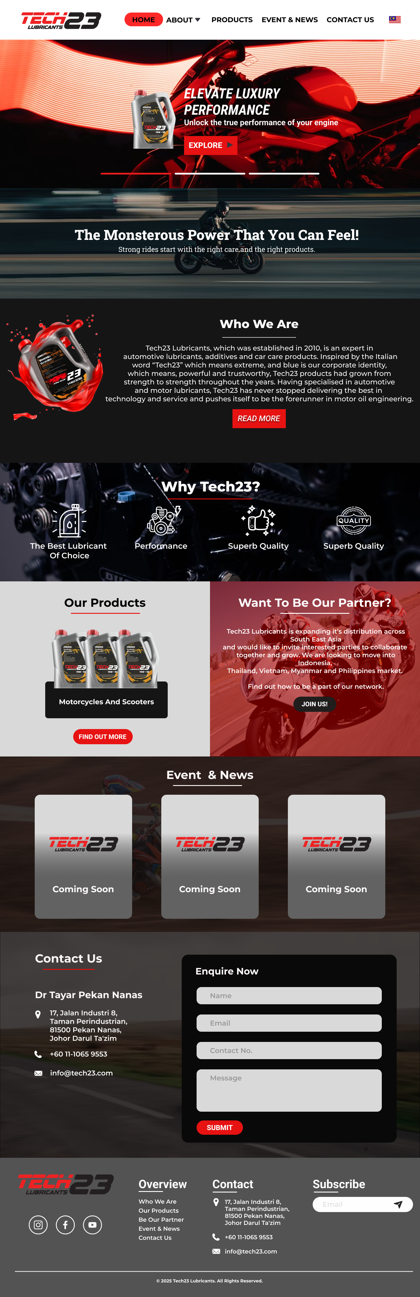 TECH23 Performance Lubricants Website